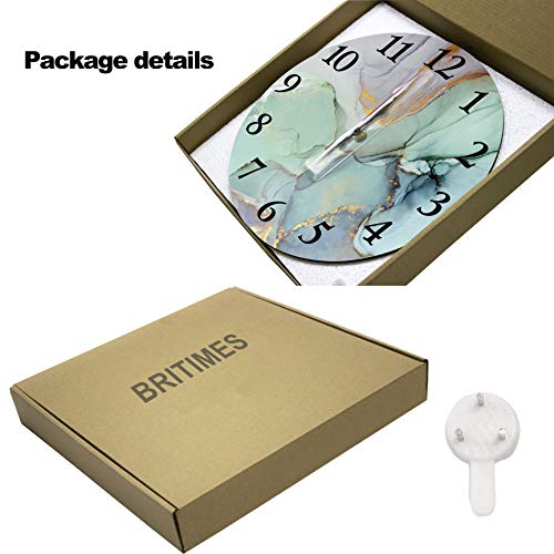Britimes Round Wall Clock Silent Non-Ticking Clock 12 Inch, Vintage Farmhouse Wood Home Decor For For Living Room, Kitchen, Bedroom, And Office, Abstract Painting #TOP6