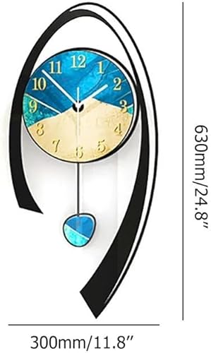 Miniatura 9 de homary Reloj de pared moderno de 24.8 pulgadas, de acrílico, sin tictac, con péndulo, funciona con pilas, relojes decorativos multicolor para sala
