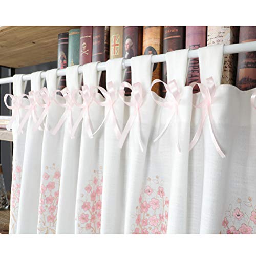 Cortinas de cafetería con bordados florales para colgar en ventanas de cocinas o baños 6