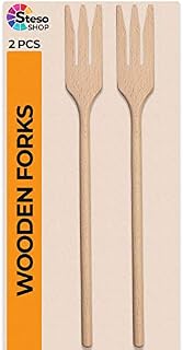 Wooden Forks for Cooking - 2 pcs Wood Fork Set Perfect Size Great
