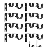 8 PCS Black Curtain Rod Bracket, Wall Mount Double Curtain Rod Hanging Brackets 1”and 5/8” Rod,...