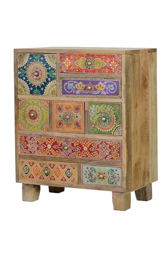 GC GINER & COLOMER Mesita en Madera de Mango Pintado a Mano Multicolor