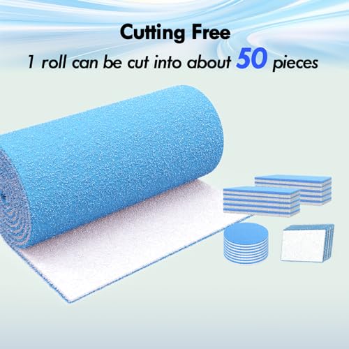 Image of 12 x 140 inch Air Vent Filters, 2PCS Cut-to-Size MERV 8 Air Filter Material(80+ Filters), Triple Layer HVAC Furnace Vent Filter for Floor, Ceiling, Grilles - Includes 48PCS Adhesive Hook Tape.