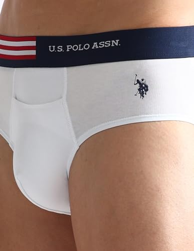 Image of U.S. Polo ASSN. Mens OEB06 Flag Waist Single Jersey Underwear Briefs - Pack of 2