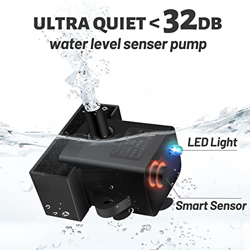 Deeipet Fountain, 2.2L/74Oz Ultra Quiet Water Bowl With Filter, Automatic Fountain With An Adapter And Colorful Led Indicator, For Dogs, And Small Pets #TOP3