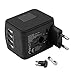 International Travel Adapter Universal Power Adapter Worldwide All in One 4 USB with Electrical Plug Perfect for European US, EU, UK, AU 160 Countries (Black)