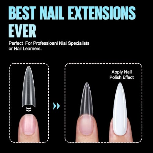 TOMICCA Medium Almond French Edge Nail Tips - 240pcs Half Cover False Nails, 15 Sizes Acrylic & Gel Extensions for Salon & Home DIY - Image 2
