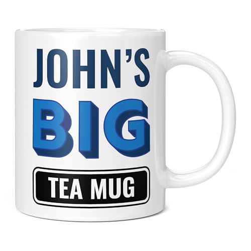 Mug Monster - Personalised Name Big Tea Mug, Custom Father's Day Gift, Customisable Birthday Present for Him, Giant Mugs for Men, Huge Cup Hot Drinks, Oversized Tea Cup, Extra Large Ceramic Gift
