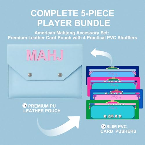 Funda de cuero para cartas Mahjong 8x6 pulgadas miniatura 4