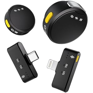 Wireless Lavalier Microphone for iPhone/Android, Mini Microphone with Noise Cancellation, 16Hrs Battery Life, Lapel Bluetooth Mic, USB C Wireless Lapel Microphone for Video Recording