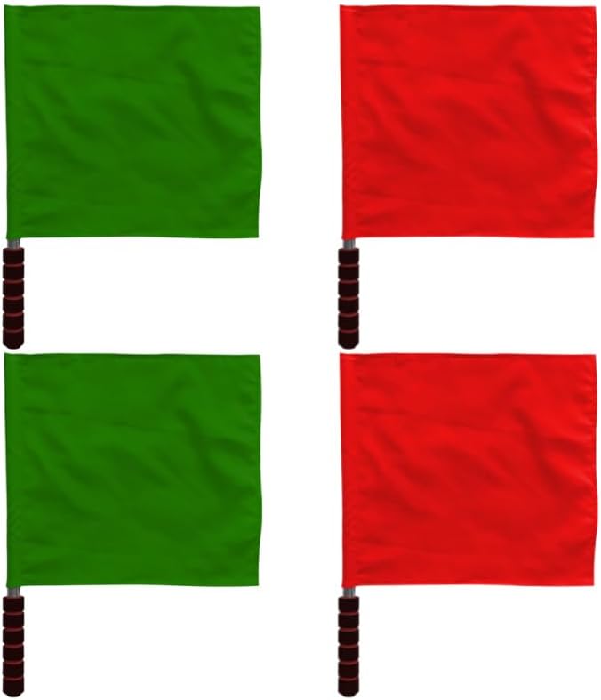 Operitacx 4Pcs Referee Flags, Stainless Steel Hand Flag with Sponge Handle, Green Red Soccer Referee Flags for Football Volleyball Sports