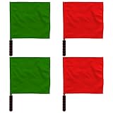 Operitacx 4Pcs Referee Flags, Stainless Steel Hand Flag with Sponge Handle, Green Red Soccer Referee Flags for Football Volleyball Sports