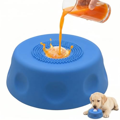 Slow Feeder Dog Lick Bowl with Ball Design, Non-Spill Liquid Feeder for Bone Broth, Yogurt & Supplements, 3/4 Cup Licking Mat for Small Medium Large Dogs, Ideal for Post-Op & Sensitive Stomach Pets