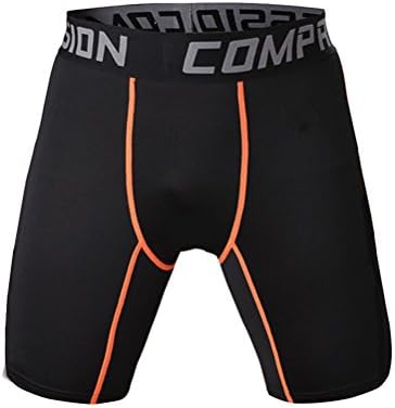 High elastic mens casual plain color black compression short tight