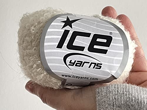 Ice Yarns Delicate Luxury Alpaca Mohair Blend Ecru Boucle Yarn 50 Grams 1.75 Ounces 270 Meters 295 Yards #TOP4