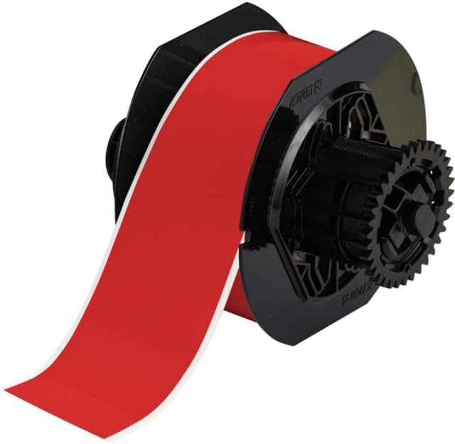 Brady B30C-2250-569-RD, 117974 Red 2.25" x 100' B30 Series Low Halide Polyester Label, 1 Roll