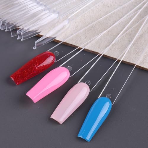 150 palitos de amostra de unhas com anel, palitos de amostra de esmalte de caixão transparente, pali