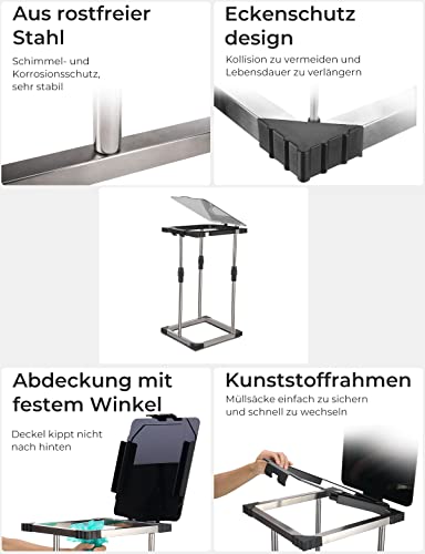 Metall Müllsackständer, 41-71cm Höhenverstellbarer Müllsackhalter mit Deckel, Klemmring und Eckschutz, Stabiler Gelber Sack Ständer für Müllbeutel, Ideal für Zuhause, Wohnmobil und Camping, Schwarz - Image 3