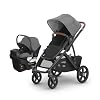 UPPAbaby Vista V3 Stroller + Aria V2 Infant Car Seat Travel System Combo – Toddler Seat, Bumper Bar, Bug and Rain Shields, Car Seat Base, and Infant Insert Included – Greyson (Charcoal Mélange)