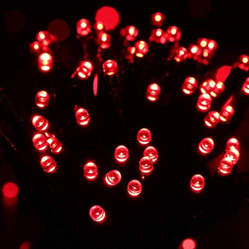 Joomer Solar String Lights 72ft 200 LED 8 Modes Outdoor String Lights Waterproof Solar Fairy Lights for Garden, Patio, Fence, Balcony, Outdoors (Red)