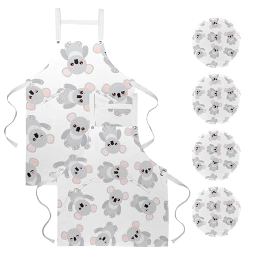 Tablier de cuisine koala multicolore idéal pour pâtisserie et bistrot