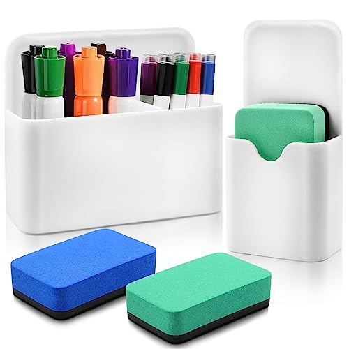 2 Stück Magnetischer Stifthalter Markerhalterung Stifte Organizer Whiteboard Zubehör Magnettafel Zuhause Büro Schule(Weiß)