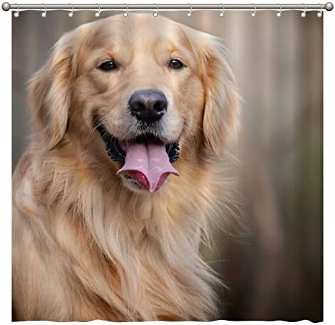 Shower Curtains Cute Funny Golden Retriever Dog Bath Curtain - Po...