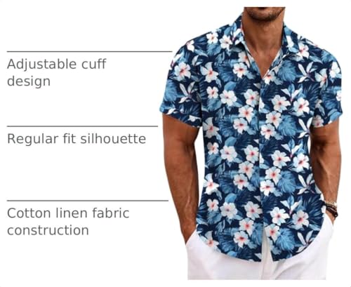 Image of COOFANDY Men's Linen Shirts Short Sleeve Casual Shirts Button Down Shirt for Men Beach Summer Wedding Shirt