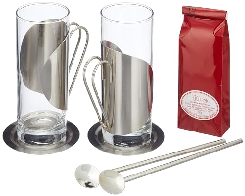 Römer Präsente Geschenkset Teegenuss: 7-teilig; 2 Teegläser, 2 Untersetzer und 2 Trinkhalmlöffel und 1 Kirschtee (50 g)