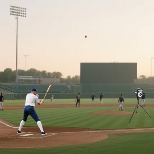 MPOBSP Lite 9\" Baseball Pitching Machine with 8 Dimpled Baseballs - Adjustable Speed & Angle, 45MPH, Lightweight & Portable for Hitting/Fielding Training