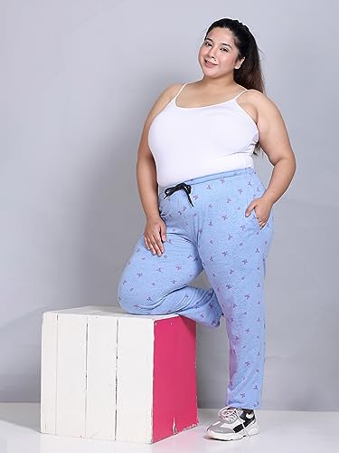 Image of CUPID Women's Plus Size Cotton Printed Pajamas, Nightwear, Lounge Wear, Walk Wear Lowers, Regular Fit Track Pants for Ladies M to 7XL