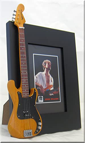 JOHN DEACON Miniature Cadre Guitare Photo QUEEN - Les Beatles, Paul McCartney, John Lennon, RIngo Starr, George Harrison JOHN DEACON Miniature Cadre Guitare Photo QUEEN