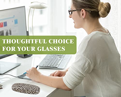 Moko Hard Shell Eye Glasses Case With Cloth, Pu Leather Protective Eyeglasses Cases Storage Organizer Travel For Men Women, Leopard #TOP4