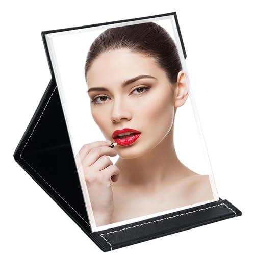 Mkitnvy Espejo Maquillaje Plegable, Espejo de Mesa Portátil en Cuero de PU,...