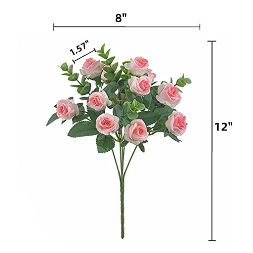 XZJMY Artificial Flowers Fake Silk Rose for Decoration,20Heads Small Roses Flower Bouquet with Stem Bouquet of Flowers,Plastic Flowers Fake Roses for DIY Vase Home Wedding Centerpieces (2 - Image 2