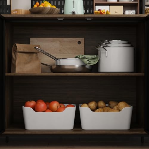 ECACAD 70.9\" L Sideboard Buffet Storage Cabinet with Hutch, Pegboard, 4 Metal Mesh Doors, 6 Drawers & Shelves, Kitchen Pantry Cupboard for Living Room, Dining Room, Black & Rustic Brown - Thumbnail 7