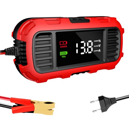 Cargador de batería de motocicleta,Cargador de motocicleta,Cargador de mantenimiento de automóviles de 12 V - mantenimiento para, Cargador de batería de coche inteligente con pantalla digital