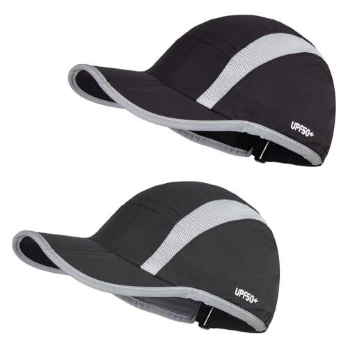 Image of 2 Pack Foldable Baseball Caps for Men and Women, Running Cap Sports Hat | UPF 50+ Sun Protection, Quick Dry and Portable