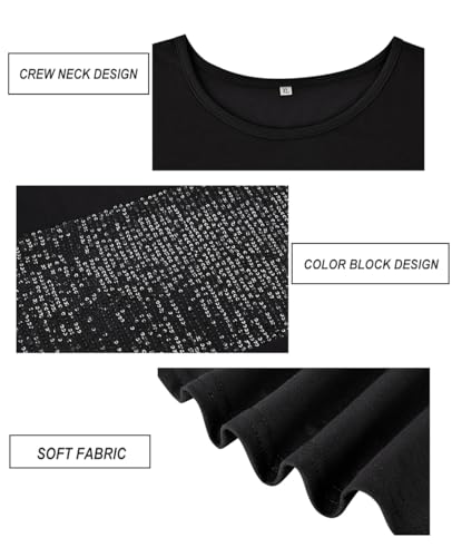 Image of CARCOS Plus Size Tops for Women Color Block Flower /Striped /Camo Crew Neck Long Sleeve Tee Shirt