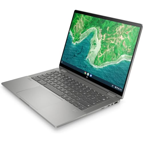 Image of HP Chromebook x360 14 Inch 2 in 1 Laptop Tablet WUXGA Touchscreen Intel Core i3 8GB LPDDR4x 128GB SSD Mic Mute Key Webcam Backlit Chrome OS 14c-cd0013dx, Mineral Silver Computer Convertible (Renewed)