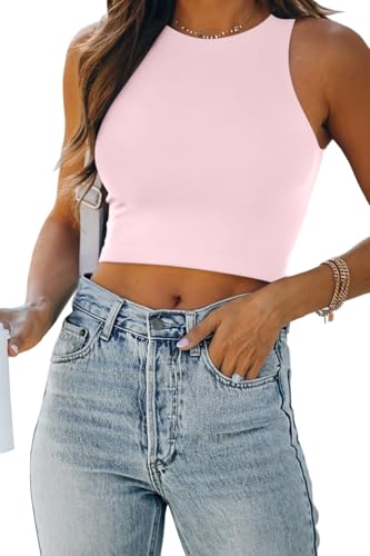Image of EFAN Womens Sexy Sleeveless Double Lined Crop Tops Workout Cute Tight Racerback Tank Tops Summer Clothes Teen Girls 2025