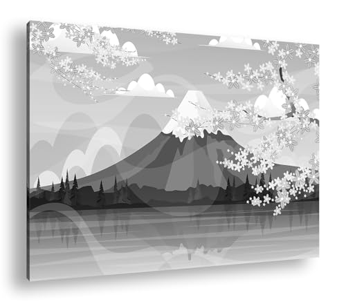 Grand tableau noir et blanc Fuji deyoli pour habiller un grand mur
