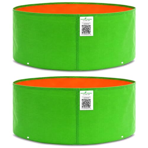 Image of Anandi Green's Premium HDPE Uv Protected 220 GSM Round Shaped Green Colour Plants Grow Bags Suitable for Terrace and Vegetable Gardening (Pack of 2, 24x9 INCH)