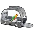 Bird Travel Carrier Backpack Collapsible Travel Cage 360° Breathable Mesh & Escape-Proof Zippers for Parrots Budgies Cockatiels