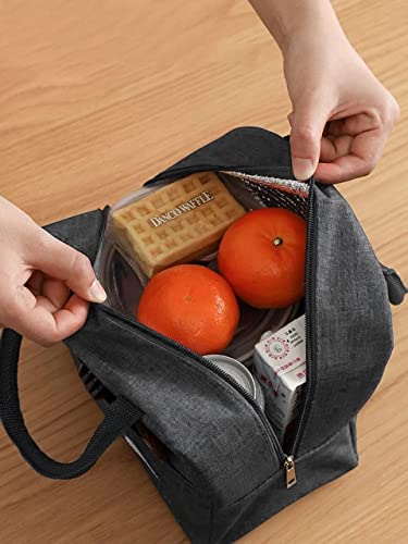 Image of Insulated Lunch Bags Small for Women Work,Student Kids to School,Thermal Cooler Tote Bag Picnic Organizer Storage Lunch Box Portable and Reusable (Nylon) (Grey)