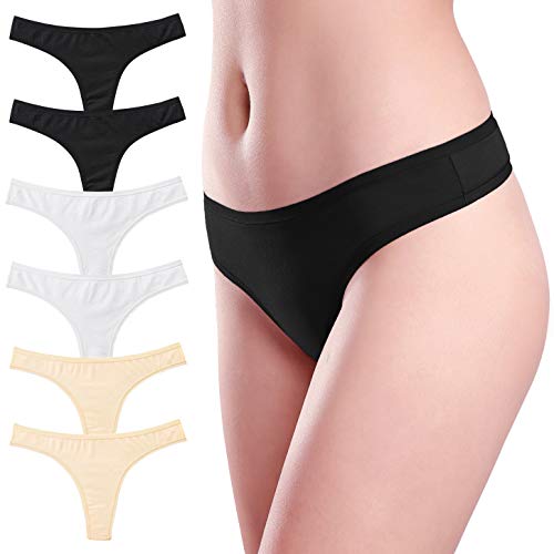 Wealurre Women's Low Rise Thongs Cotton Stretch Panties Breathable Bikini Underwear Multipack(1802M,A2/B2/W2)