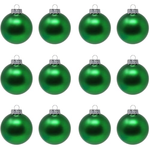 Sleetly 12pk Matte Christmas Tree Ball Ornaments Set for DIY Crafts for and Adults - Holiday Xmas Plain Christmas Ornament for Painting, Drawing, Large 3.15 inch, Green Blank
