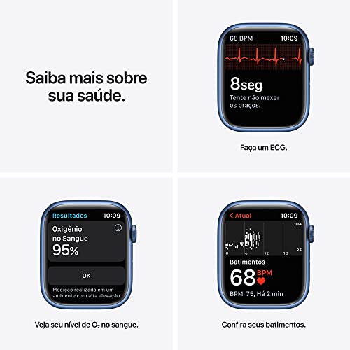 Apple Watch Series 7 (GPS + Cellular), Caixa em alumínio azul de 45 mm com Pulseira esportiva azul a
