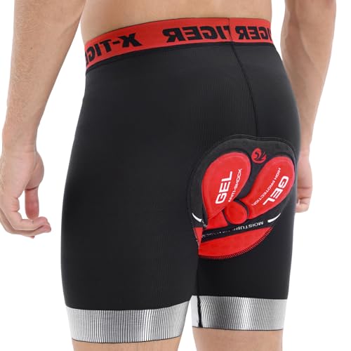 X-TIGER Culotte Ciclismo Hombre Ropa Interior de Bicicleta con 5D Gel Acolchado MTB Pantalon Ciclismo Hombre