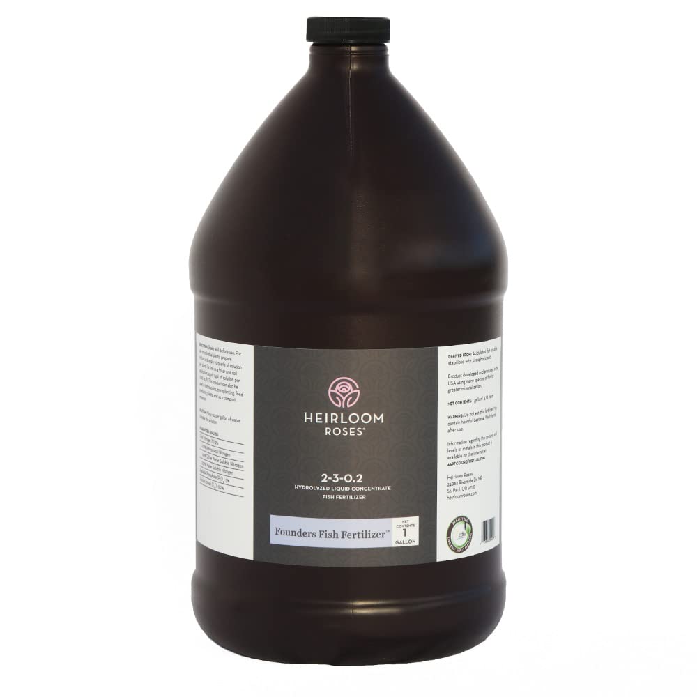 Heirloom Roses Founder’s Fish Fertilizer - All Natural Plant Food for Plants, Natural Liquid Emulsion Fertilizer, One Gallon Garden Fertilizers for Rose Flower and Tomato Outdoor Gardening